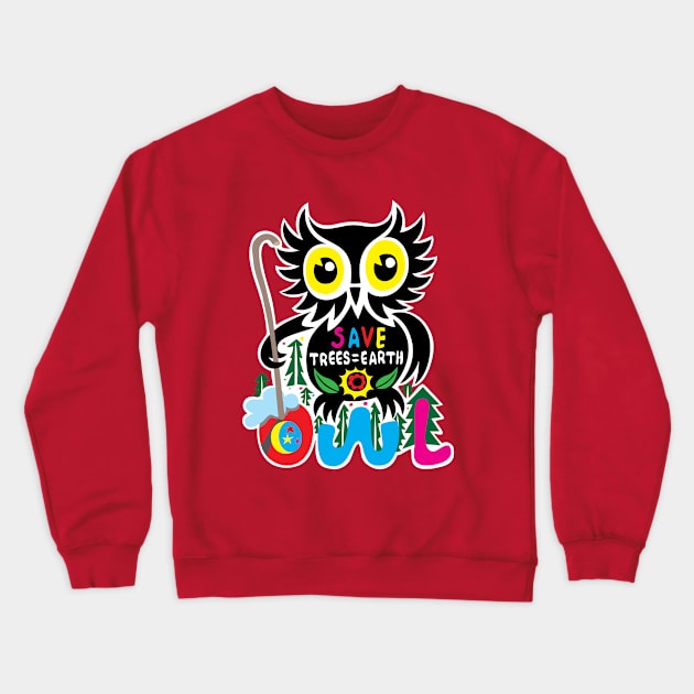 Owl Bird Crewneck Sweatshirt by martinussumbaji